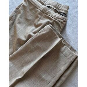 Rafaella Woman Tan Glen Plaid Dress Pants Green Windowpane Straight Leg Trousers